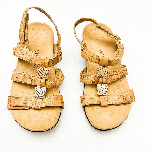 Vionic Amber Cork Gold Adjustable Multi Strap Comfort Sandal Size 8 - Picture 1 of 4